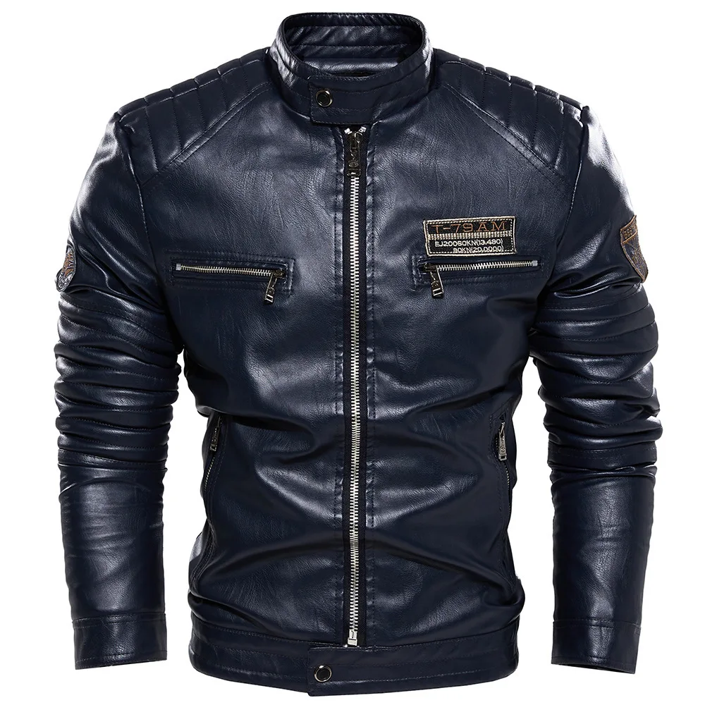 

Men Fashion Leather Jacket Streetwear Blazer Casual Jackets Men Outerwear Leather Moto Jacket Trend Brand Men's New Clothing