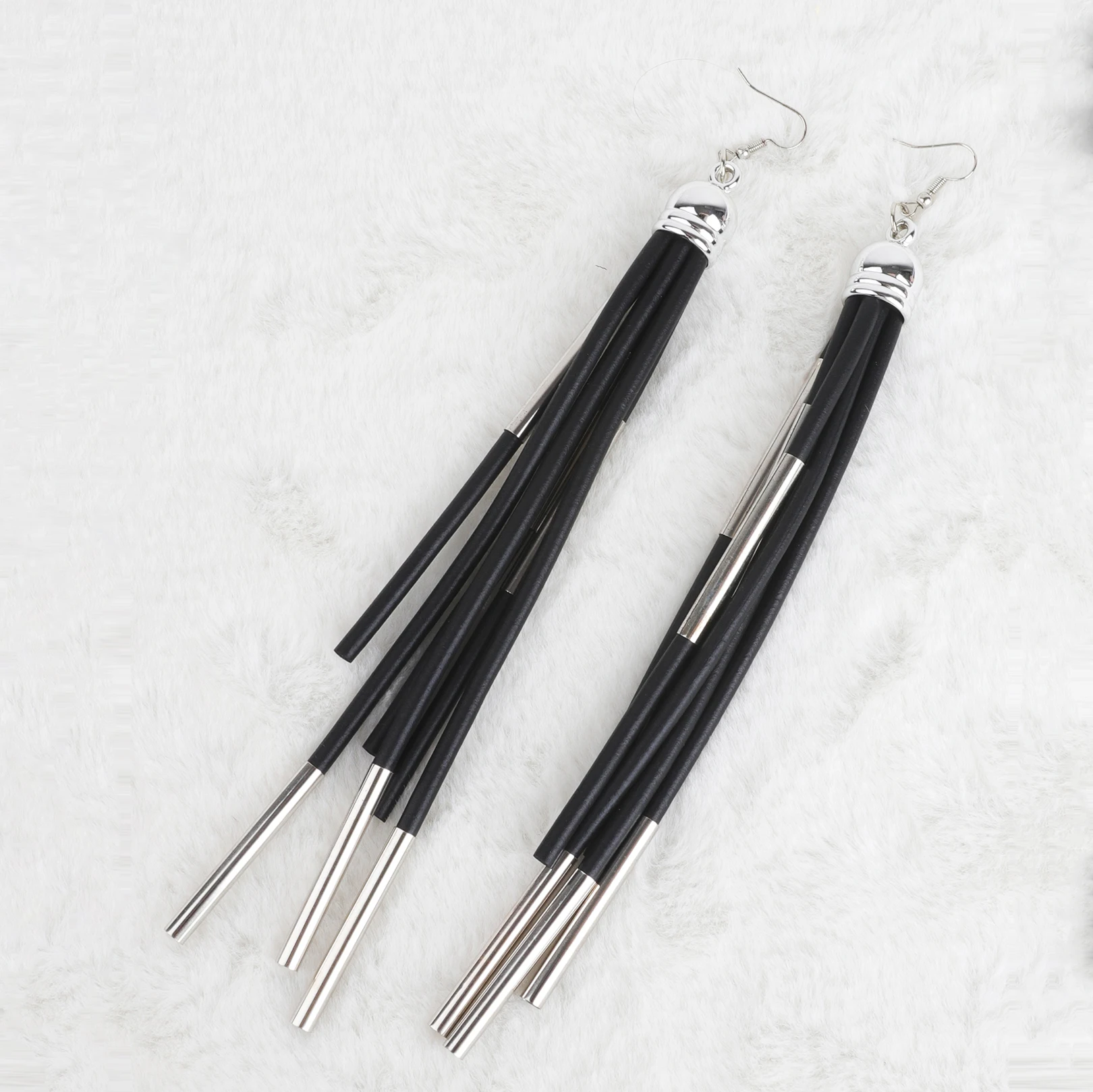 UKEBAY New Black Tassel Earrings Designer Handmade Rubber Earrings Jewelry Gothic Ethnic Style Clothing Accessories Earrings