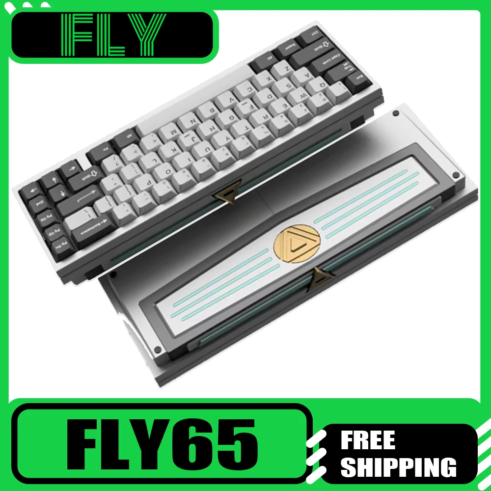 

Механическая клавиатура Fly Vision Fly65, алюминиевый сплав QMK/VIA, индивидуальная беспроводная клавиатура с тремя режимами для киберспорта, прокладка для ПК, подарок