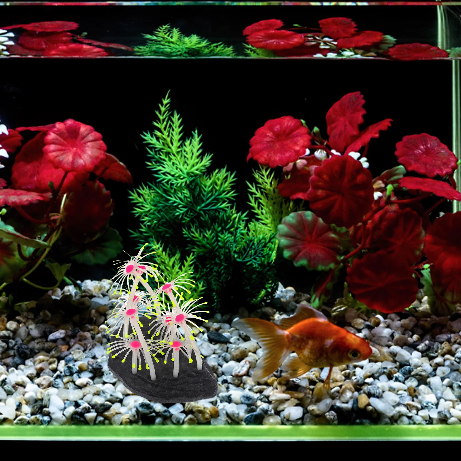 

Glow In The Dark Anemone Silicone Sea Anemone Decoration For Fish Tank Aquarium Ornaments Underwater Decor Pet Supplies