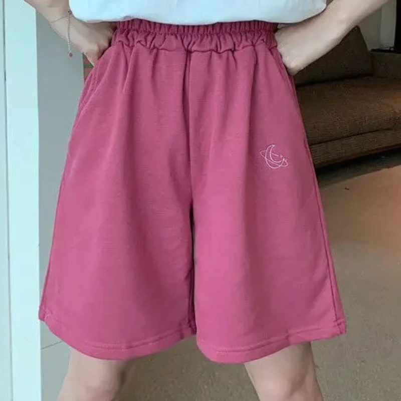 

Женские шорты, лето 2021, корейская версия, свободные и универсальные широкие брюки с высокой талией, повседневные брюки «пять четвертей», женская одежда