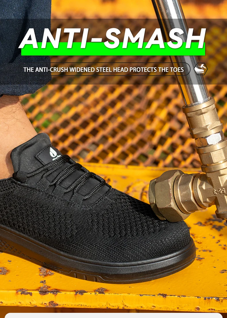 Neue rutschfeste Arbeitsschuhe für Herren, Stahlkappenschuhe, durchtrittsichere Arbeitsschuhe für die Baubranche, bequeme Sportschuhe für Herren – Detail 7