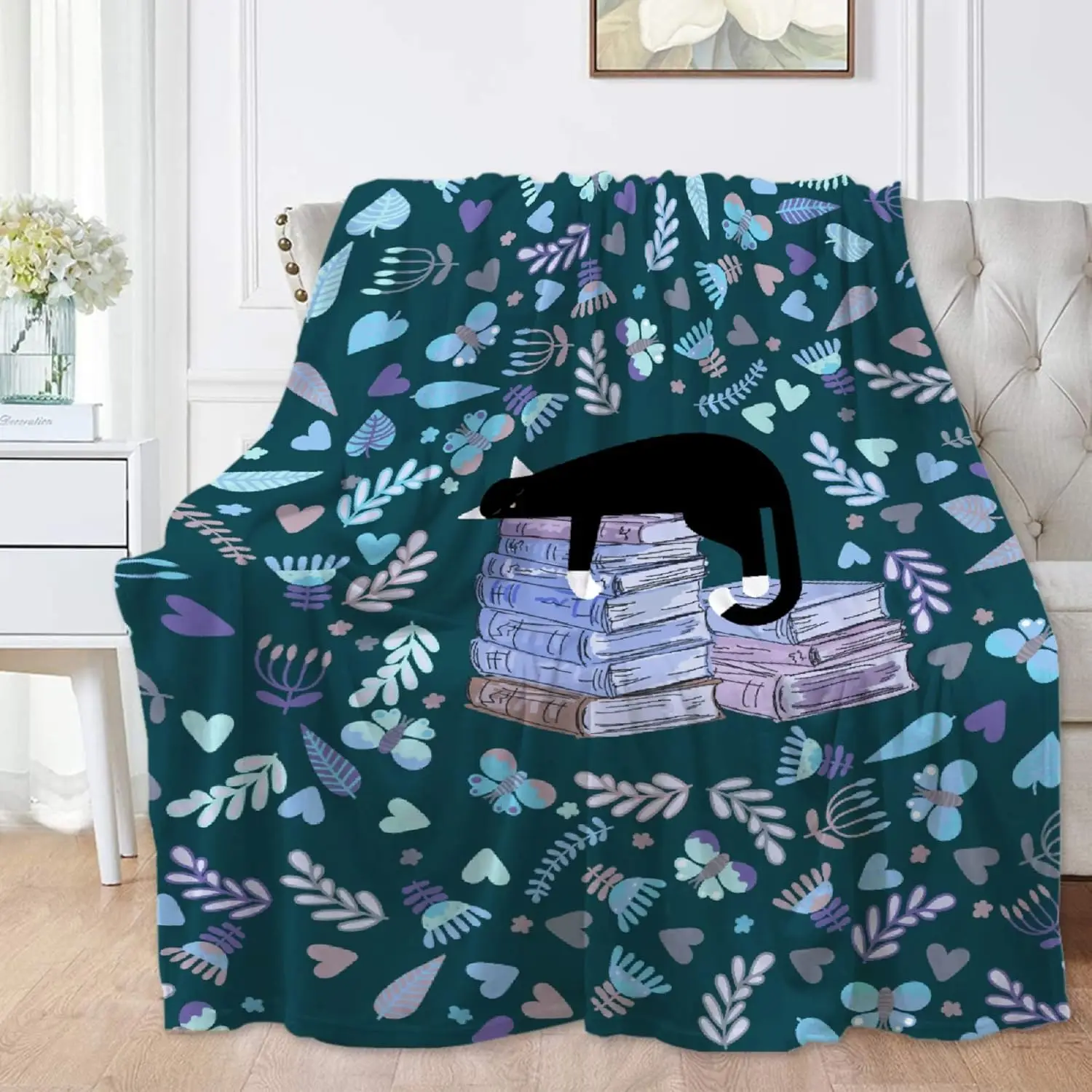 

Cute Cat Flannel blanket, sofa bed, camping, cute animals in all seasons, home decoration - children's friends, ladies' gifts