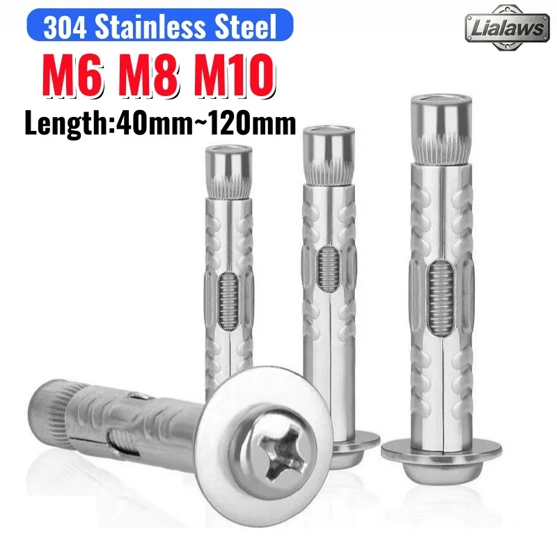 304 Stainless Steel Built-in Expansion Screw Round Head Phillips Cross Implosion Expansion Concrete Anchor Bolt M6 M8 M10