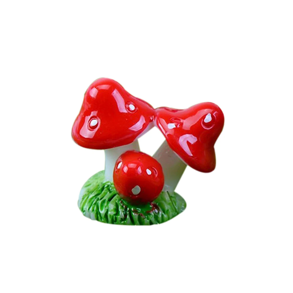 Three Mushrooms Fairy Dollhouse Mushroom Garden Ornament Plant Pot Decor Red Pieces and Miniatures