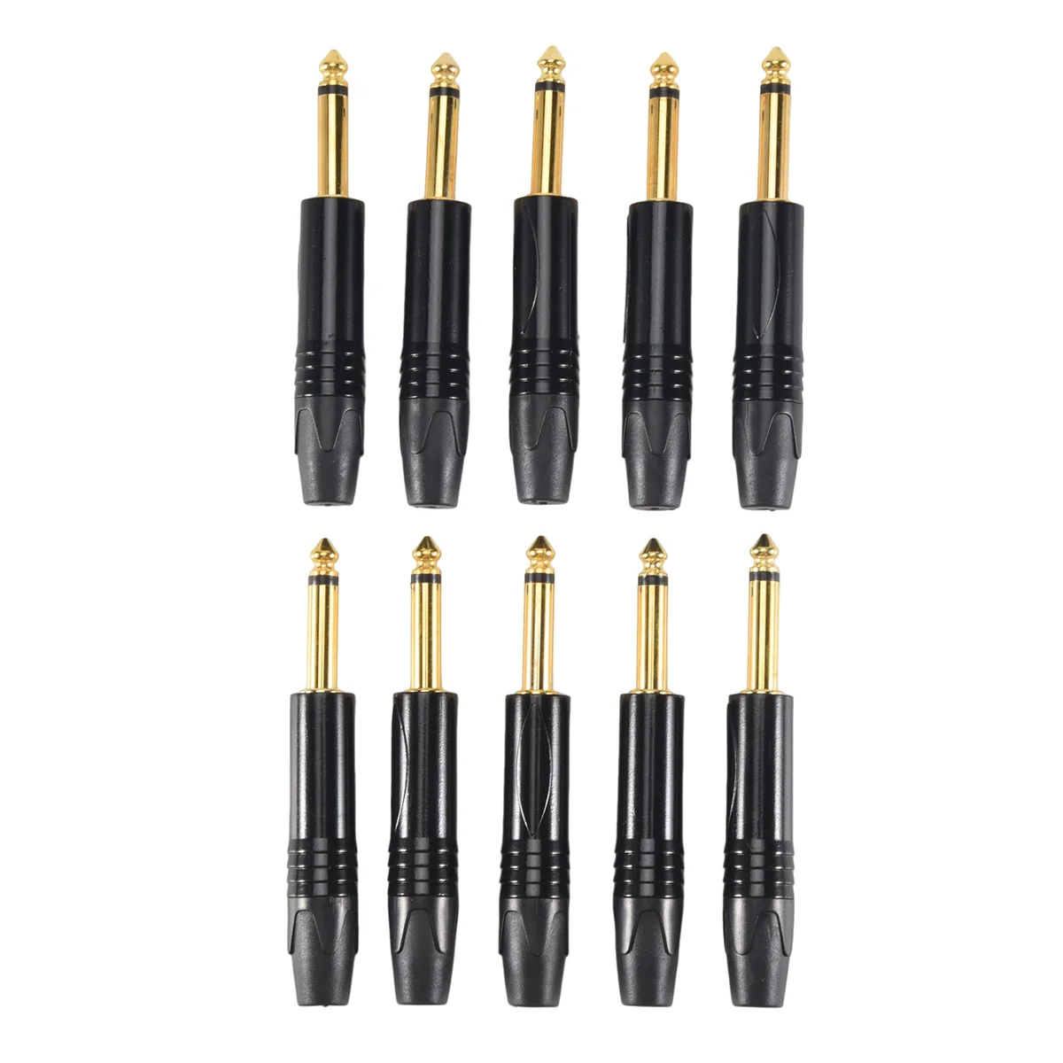 B04C-Gold Plating 10Pcs Plug Mono Professional 2 Pole 6.35 Mm 6.5Mm Stereo Jack Plug Neutrik 6.35Mm Jack Black