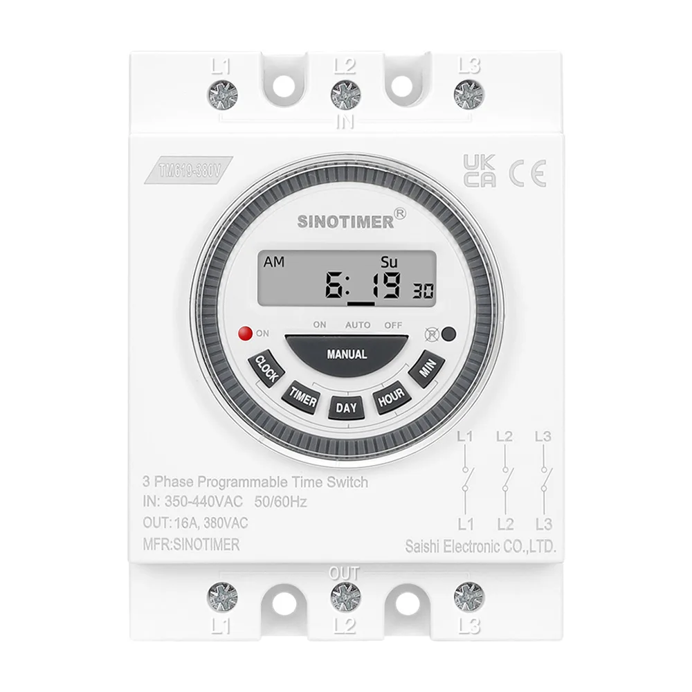 

TM619-380V 3 Phases Backlight 7 Days Programmable Timer Switch Time Relay with Dustproof Cover Time Controller for Water Pump