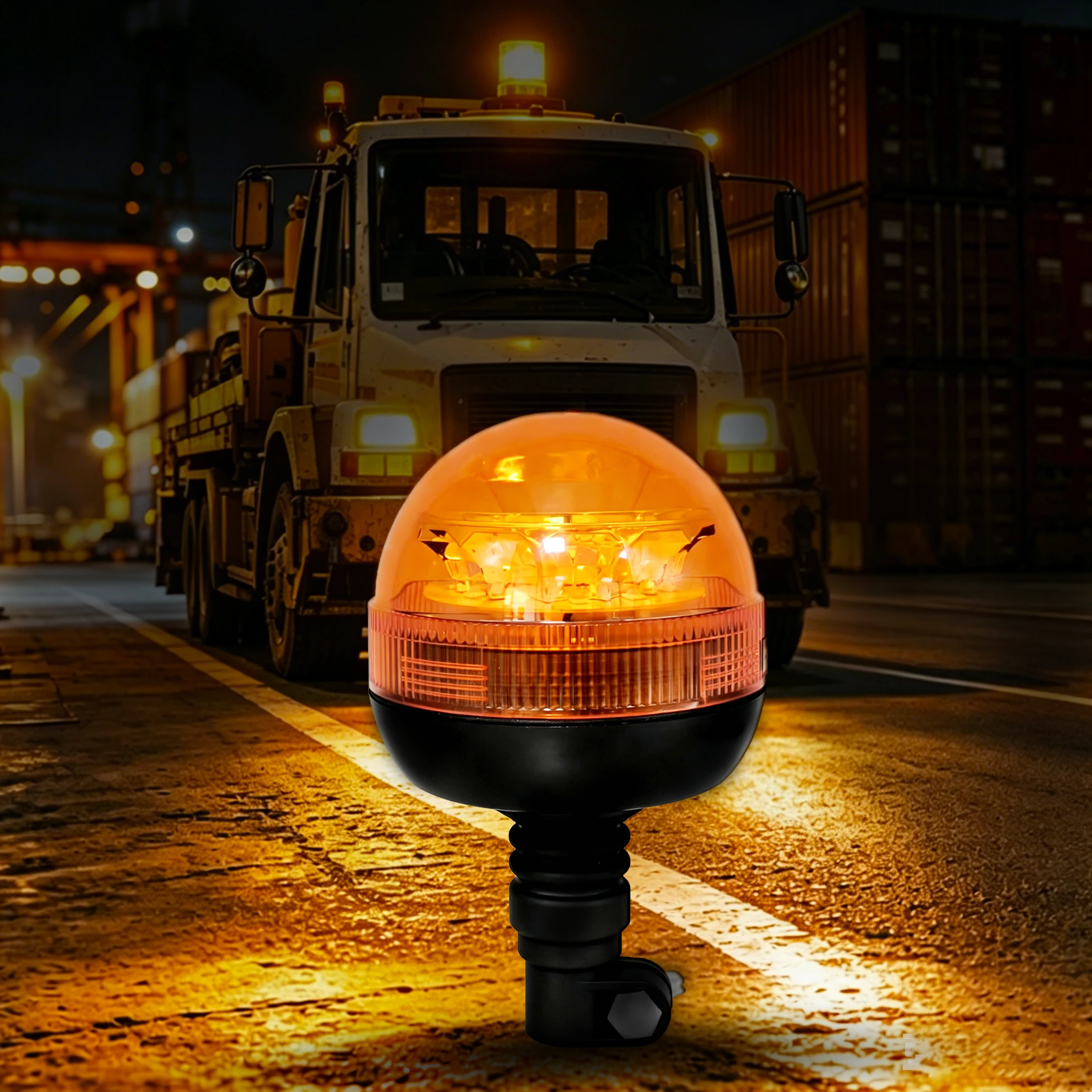12V 24V Amber LED Strobe Beacon Warning Light Flexible Mount Rotating Flashing Safety Lamp for Trucks Tractors
