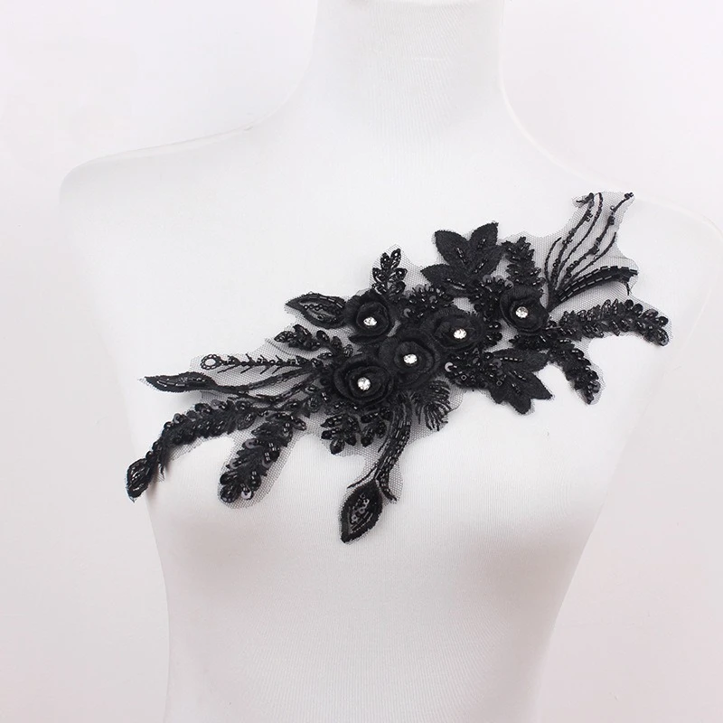 クラシックマザー衣装刺繍手作りフラワービーズドレスレースパッチアップリケ