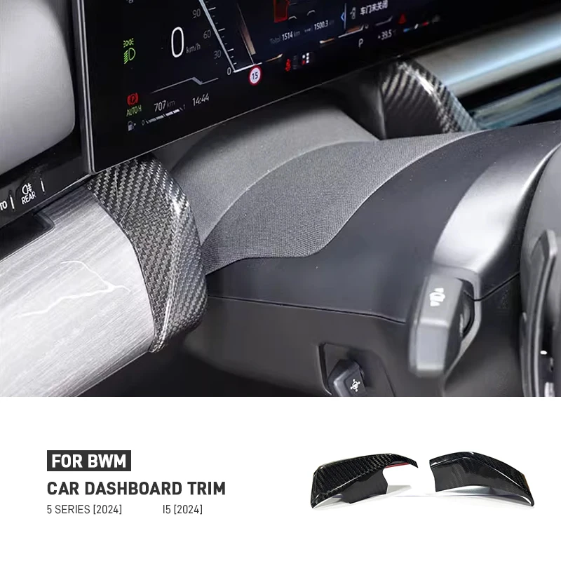 

For BMW 5 Series G60 2024 Real Carbon Fiber Car Central Control Dashboard Panel Trim Decorative Cover Sticker Accessories