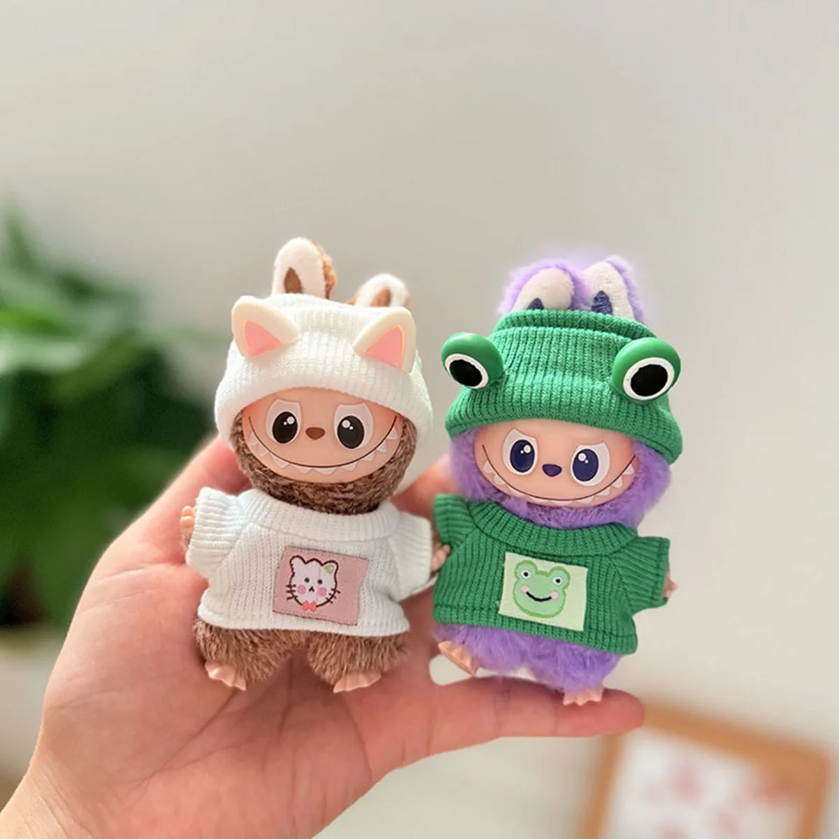 

【No Doll】Plush Doll Clothes for Mini Labubu 4.0 Bear Hat Love Sweater Set DIY Doll Accessories Gifts