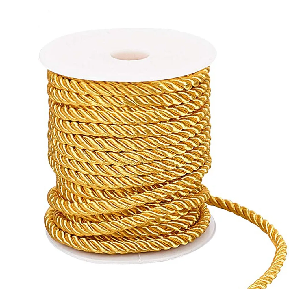 HedongHexi 5Yard/Bag Braided Twisted Silk Rope 6mm Diameter Soft Solid Braided Twisted Ropes Decorative Macrame Cord Trim Lace