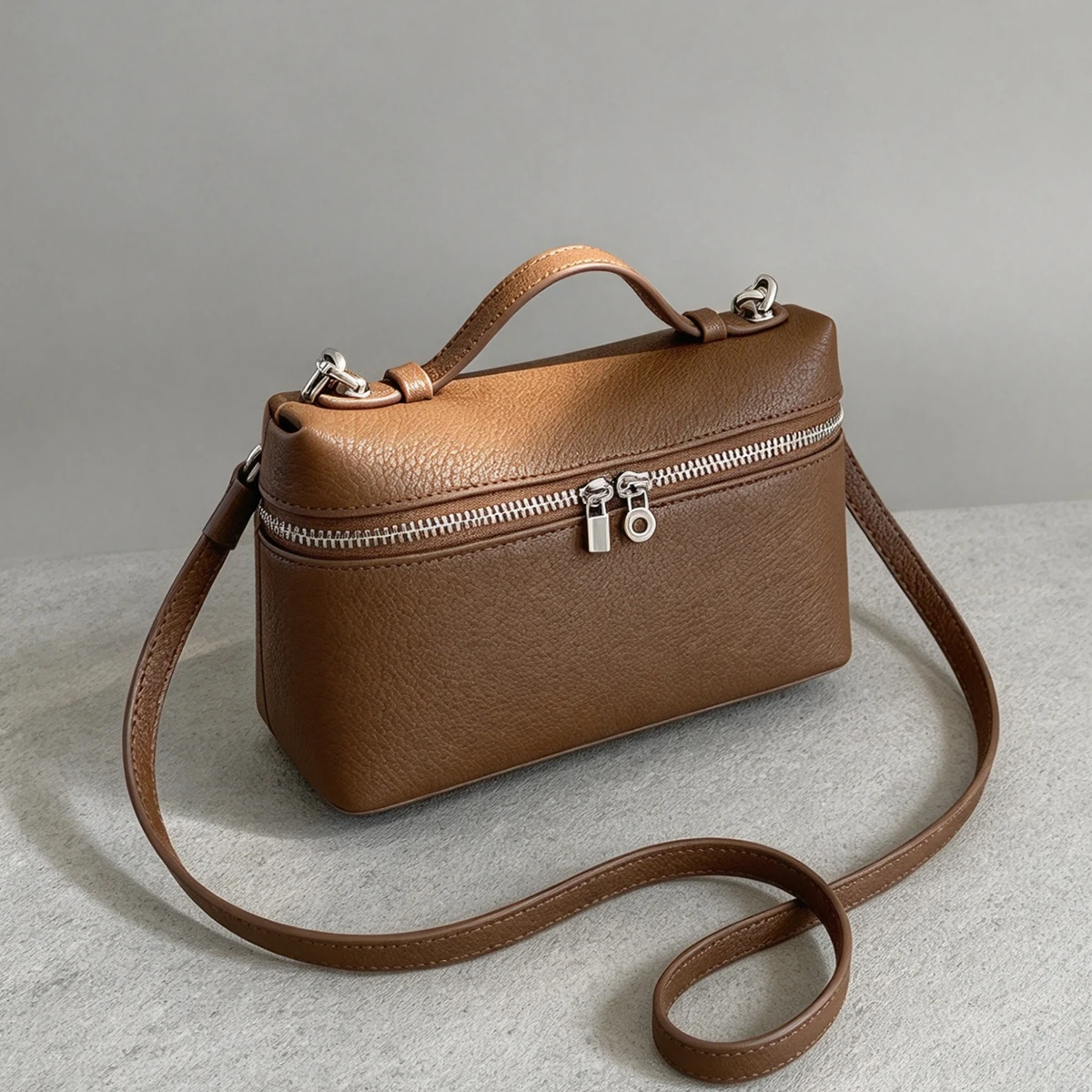 Quiet Luxury Fashionable Zipper Decoration Box Bag Adjustable Strap Women Shoulder Bag Crossbody Bag Fall Essential For Commute