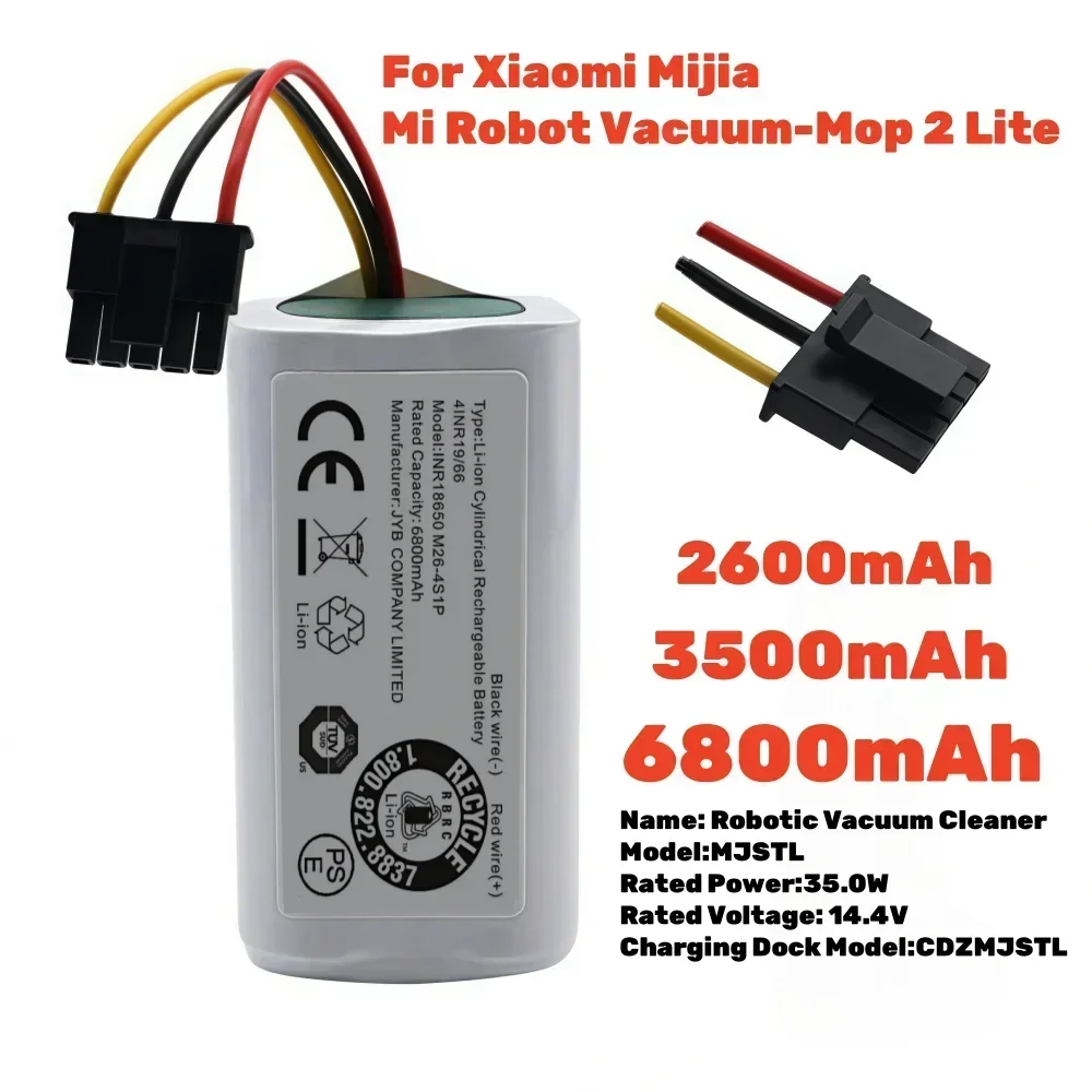 

High capacity14.4V 12800mAh Rechargeable Li-ion Battery Pack For Xiaomi Mijia Mi Robot Mop 2 Lite Sweeper Vacuum MJSTL Wholesale