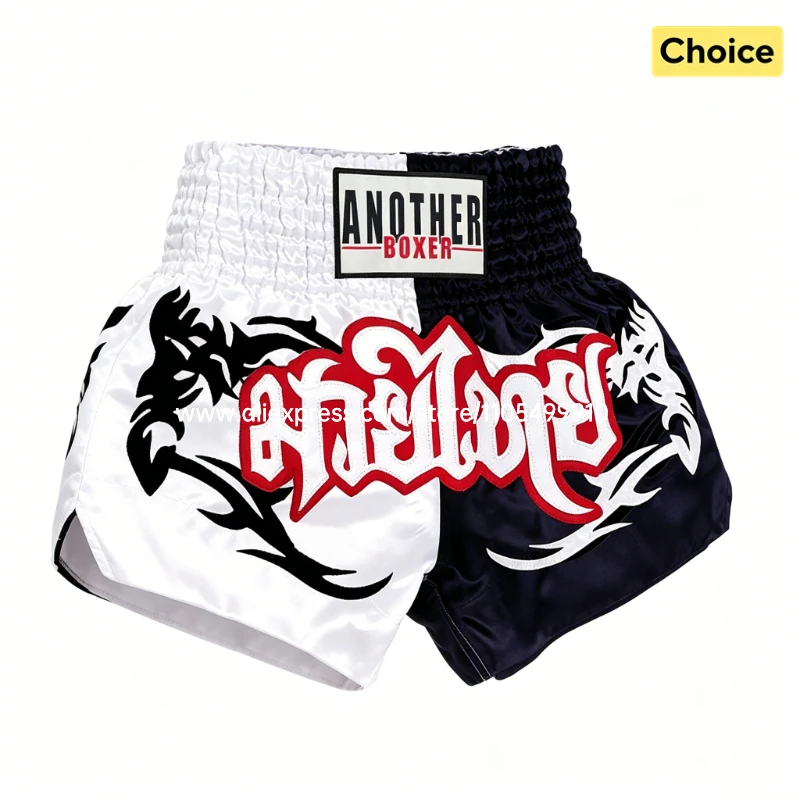 Professionelle Muay Thai Shorts mit Stickerei, Kickbox-Kampfshorts für Männer, Frauen und Kinder, MMA Boxkampf Training Wettkampf Sportbekleidung