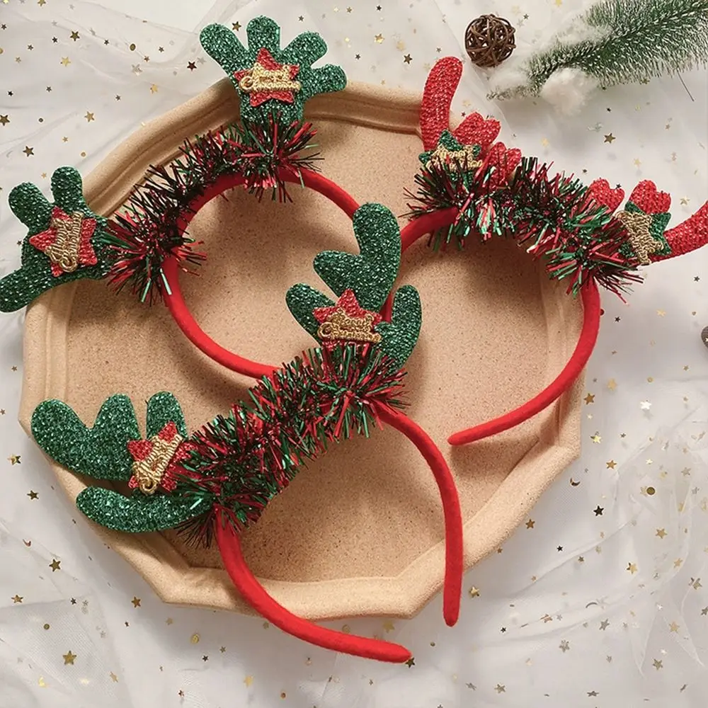 Santa Christmas Hat Christmas Tree Elk Party Dress Up Christmas Decoration Antlers Headband Female Hair Hoop Christmas Headband