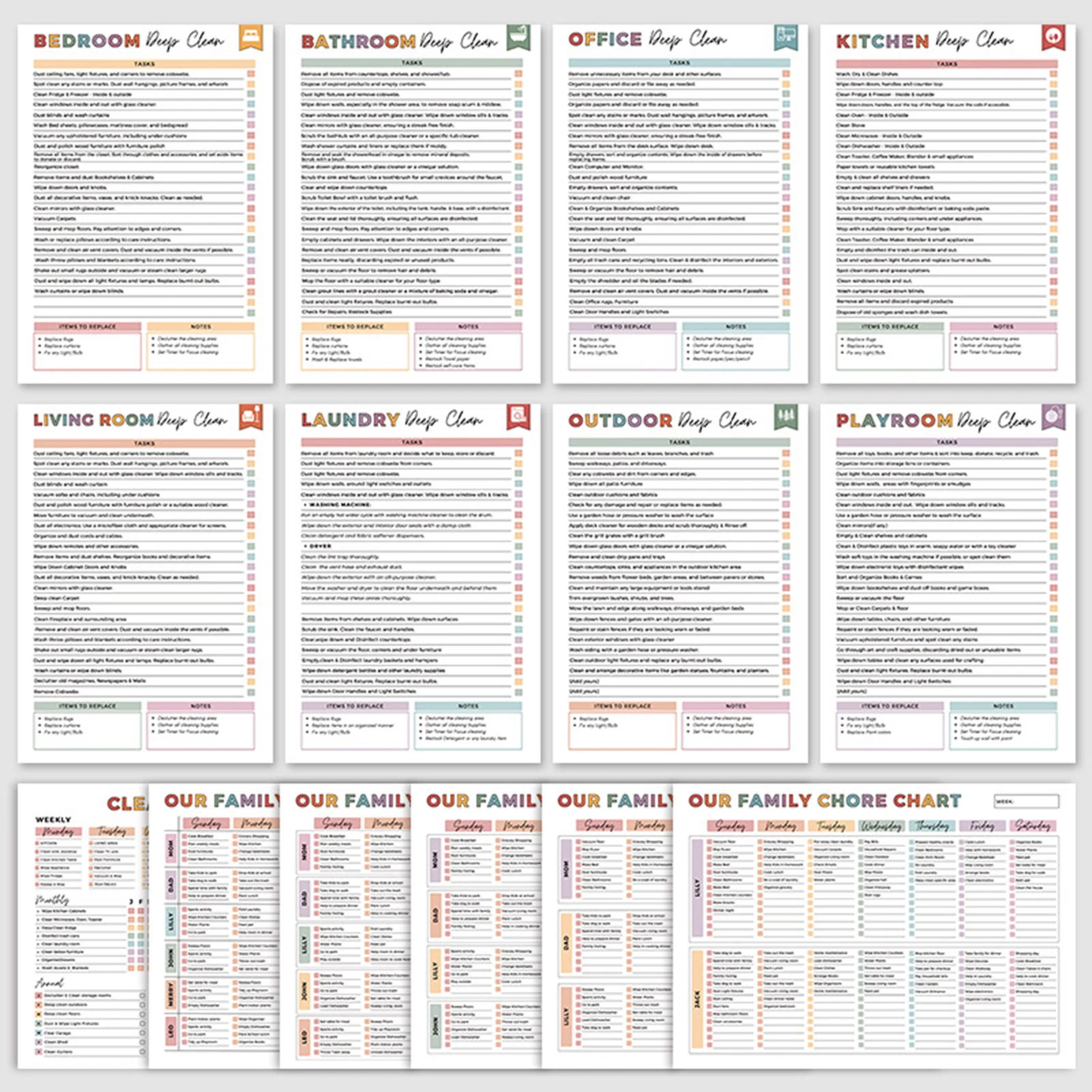 Purple Cleaning Schedule Planner Notebook For Home Office Durable Cover With Checklist Cleaning Task Management