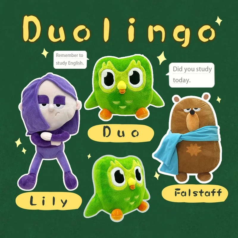 Duolingo Green Owl Purple Hair Pulling Sister Plush Doll Children'S Birthday Commemorative Gift Children'S Day Gift