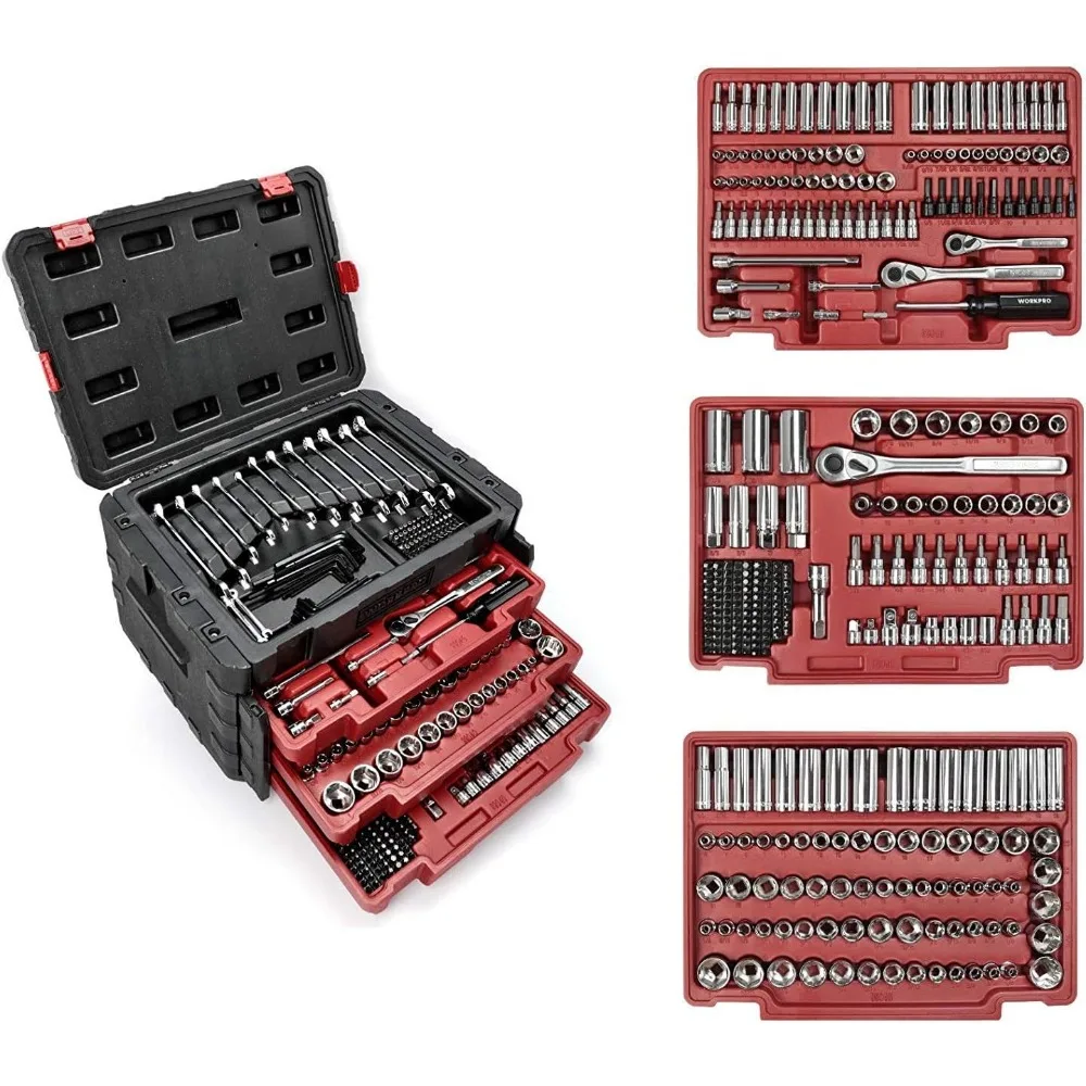 

450-Piece Mechanics Tool Set, Universal Professional Tool Kit with Heavy Duty Case Box