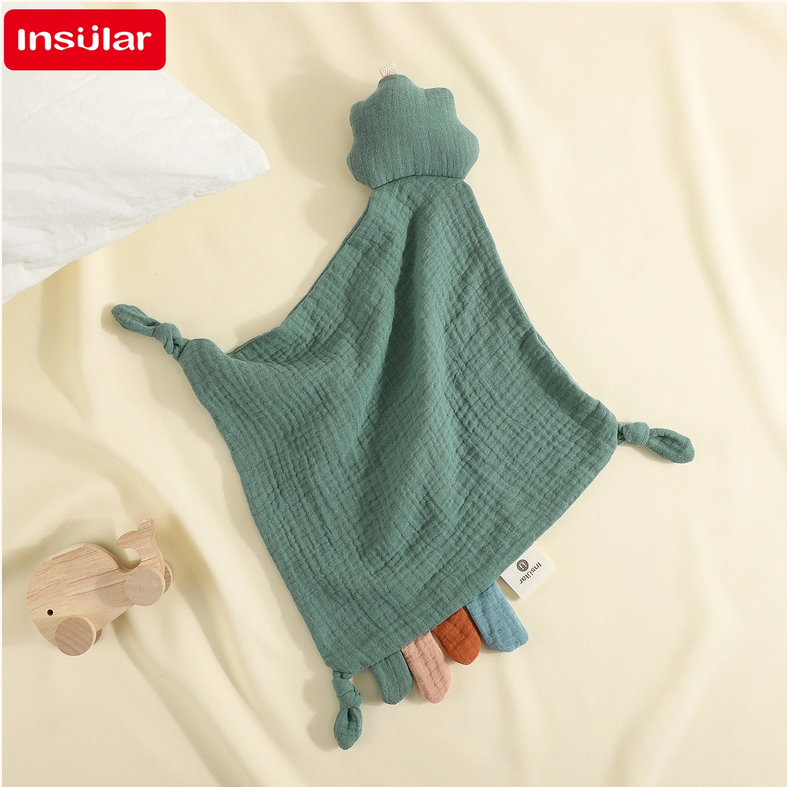 بطانية مهدئة للأطفال مصنوعة من القطن بنسبة 100% صديقة للبشرة مع علامات منديل دمية مساعدة للنوم للرضع من عمر 0 إلى 1 سنة