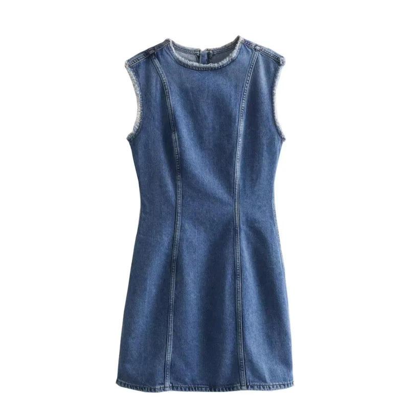 

Women's denim sleeveless dress Spring 2024 new women's street patchwork dress