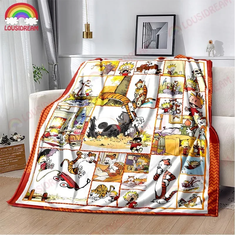 Cartoon C-Calvins and Hobbess Blanket Comics Ultra Lightweight Soft Plush Flannel Throws Blanket for Sofa Bed Couch Office Gift