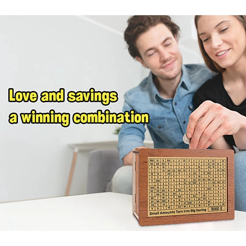 Retro Money Box Wooden Piggy Bank Adult Piggy Bank Reusable Money Box Money Saving Tin 1 Piece