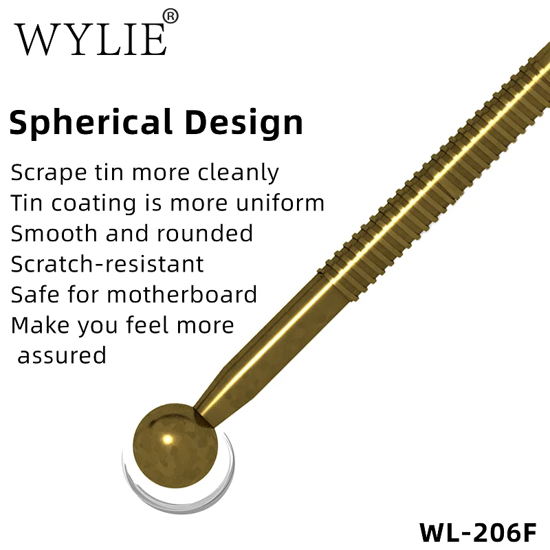 WYLIE WL-206F Gold Plated Copper Gilded Tin Drag Needle Soldering Iron Carbon Fiber Holder Set For Phone PCB IC Chip Repair