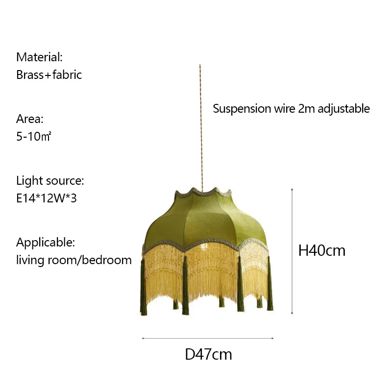 Sandyha Retro Kwastje Kroonluchter Stof Led Lampen Voor Entree Slaapkamer Woonkamer Eetkamer Hanglampen Ophanging Armatuur
