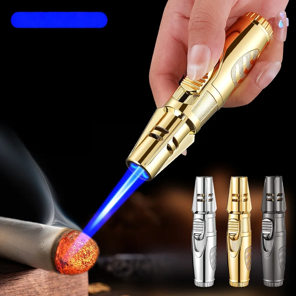 

PL-196 Direct Jet Small Torch Metal Direct Jet Blue Flame Single Flame Refillable Windproof Lighter Cigar Lighter