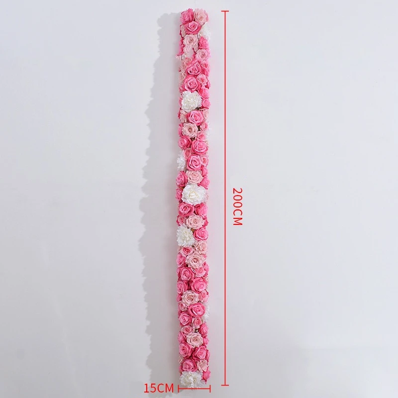 Großhandel Künstliche Rosenblumenreihe Seidenblumen-Läufer Hochzeitstisch-Mittelstück Bogen-Hintergrund Wand Bühnen-Event-Party-Dekoration – Detail 3