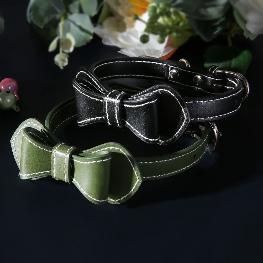 

PU Pet Collar Bowknot Black Durable Stylish Neck Ring for Cat Dog Pet Supplies Fashion Accessory PU Dog Collar