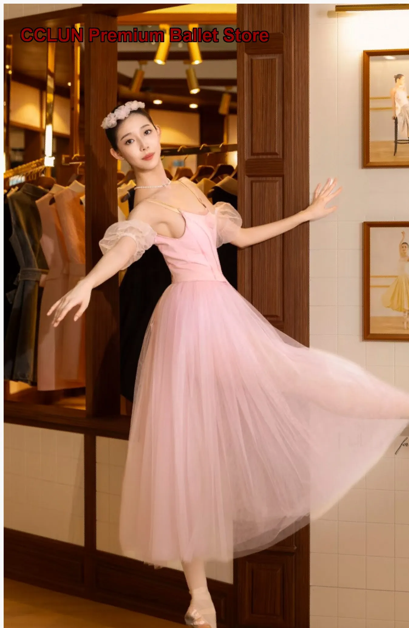 Women's Fairy Professional Dance Performance Costume Pink Giselle Classical Quartet Adult