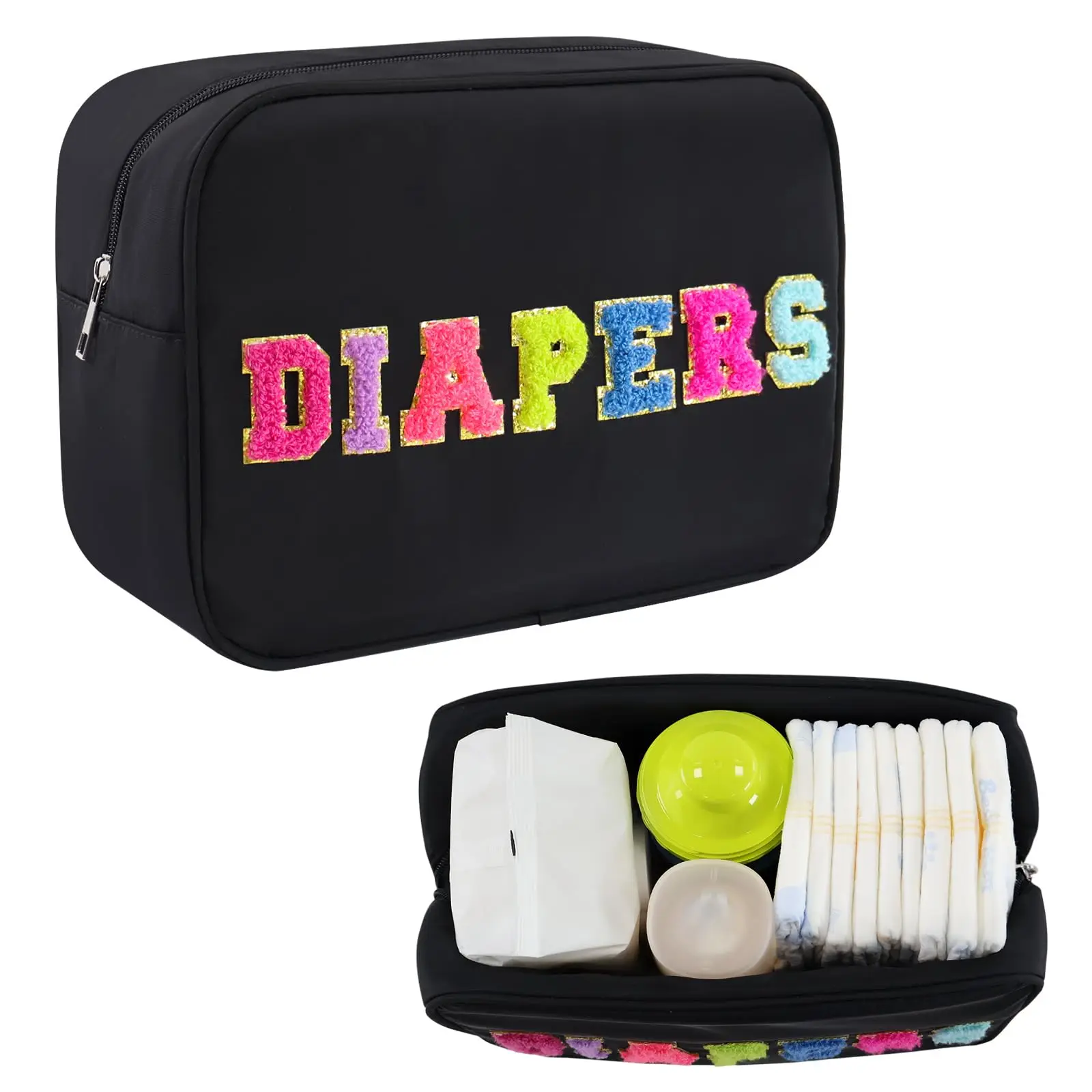

Портативная маленькая сумка для подгузников, органайзер для подгузников с буквами из синели, подарки для детского душа для мамы
