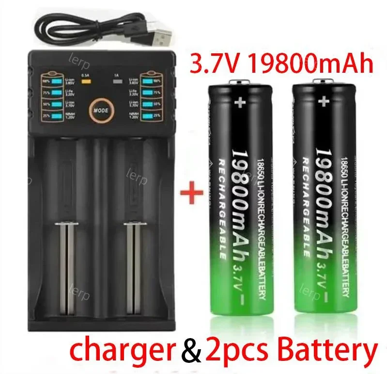 2024 battery 18650 best-selling 3.7V 19800mAh USB+charger, suitable for flashlight and shaver rechargeable lithium-ion battery