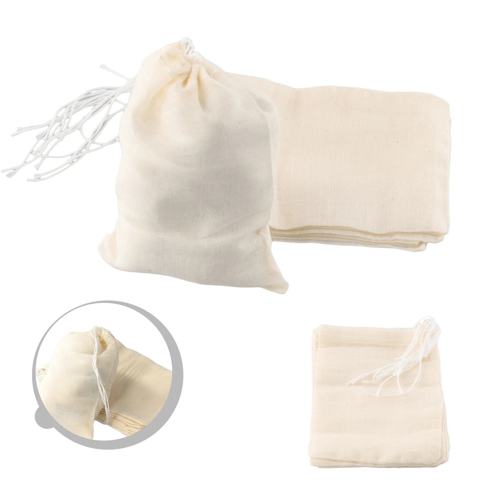 

10*15cm Empty Filter Bag Straining Bag 3.94"x5.91" Drawstring Separate Spice/Food Straining Filter 10pcs Bag Cotton Tasteless