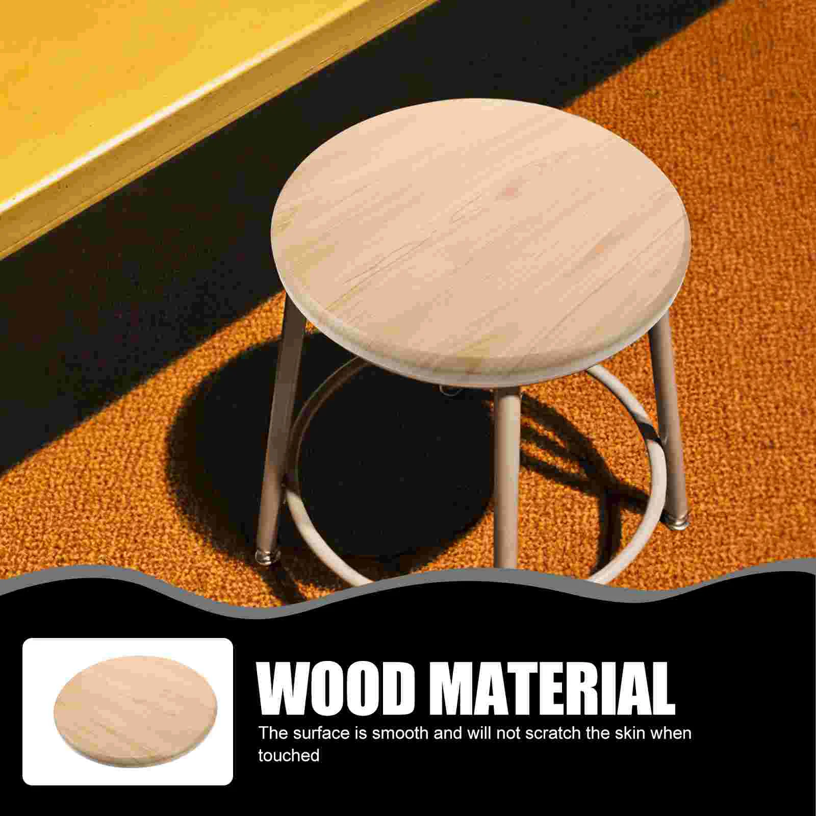 Round Stool Cover Compressed Board Wood Grain Surface Counter Bar Seat Replacement for Wooden Office Chairs