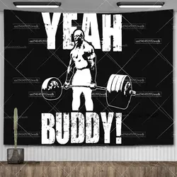 Yeah Buddy Ronnie Coleman Tapestry Wall Decor GYM Motivation Bodybuilder Meme Tapestry Macrame Aesthetic Bedroom Decoration