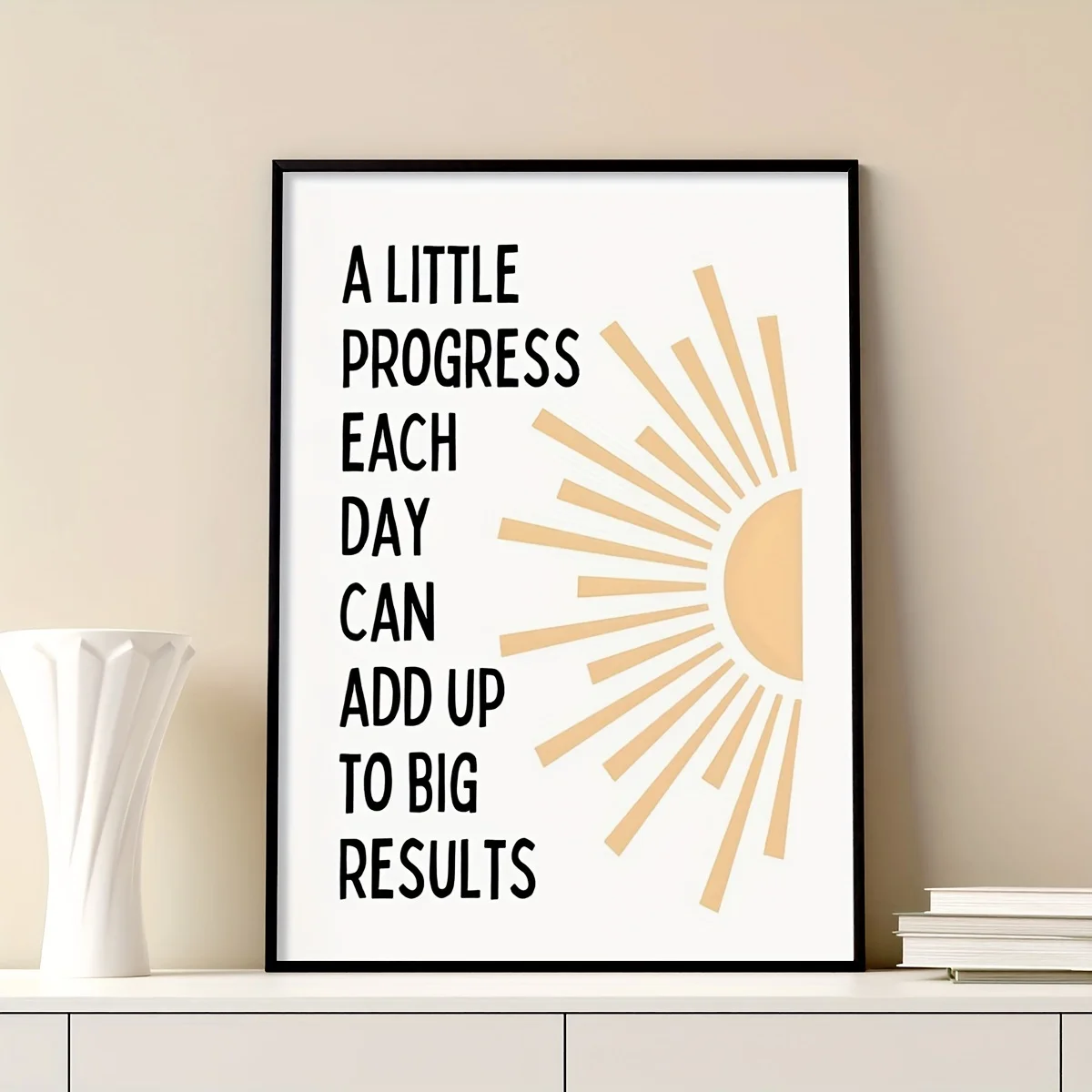 

1PC Modern Inspirational Poster Daily Progress Achievement Office Living Room Bedroom Decorative Canvas Wall Art with Frame