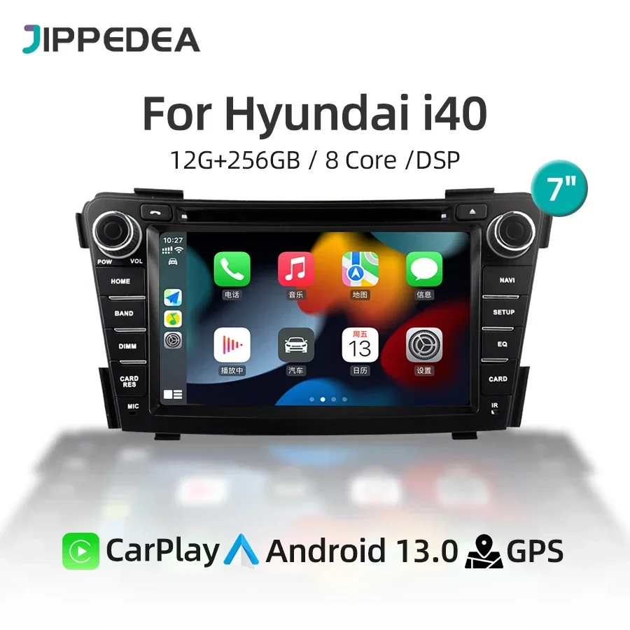 Auto Android 13.0 CarPlay GPS nawigacja 4G WiFi Radio samochodowe Bluetooth DSP Stereo dla Hyundai i40 2011-2016 samochodowy odtwarzacz multimedialny