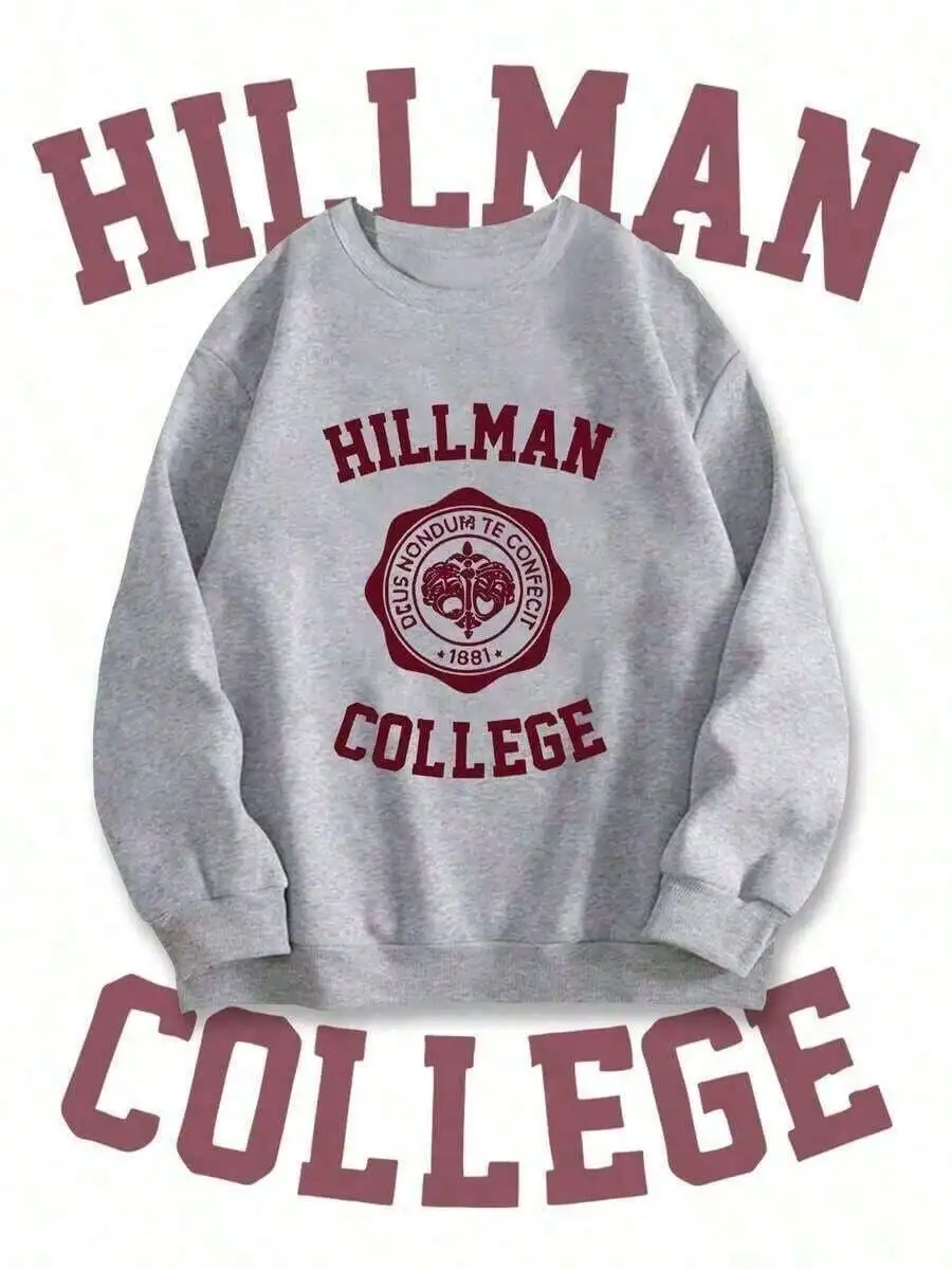 

Vintage Collegiate-Style Graphic Sweatshirt for Women, Loose Fit, Cotton Blend