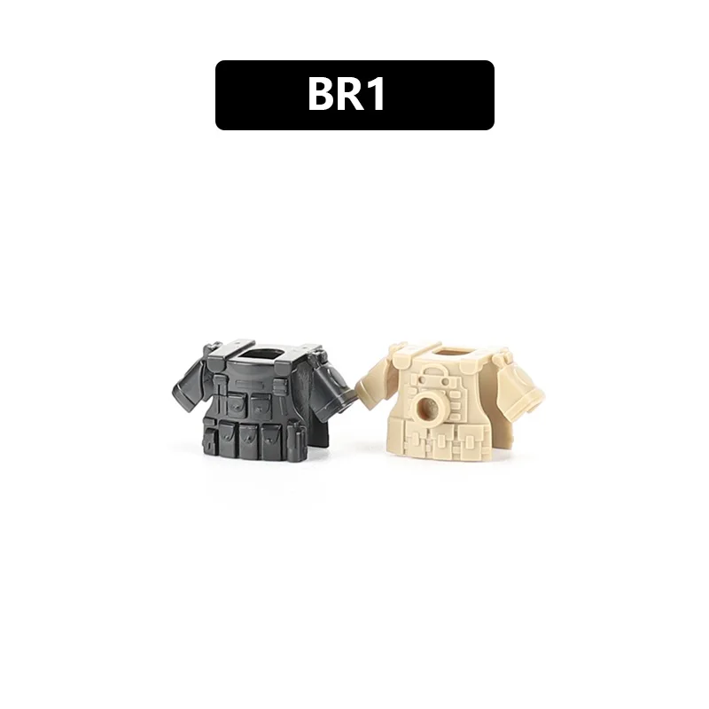 BR1 Military Figures Shoulder Armor Bulletproof Vests Soldier MOC Army Weapons Brinquedos Parts Building Block Brick Mini Toys