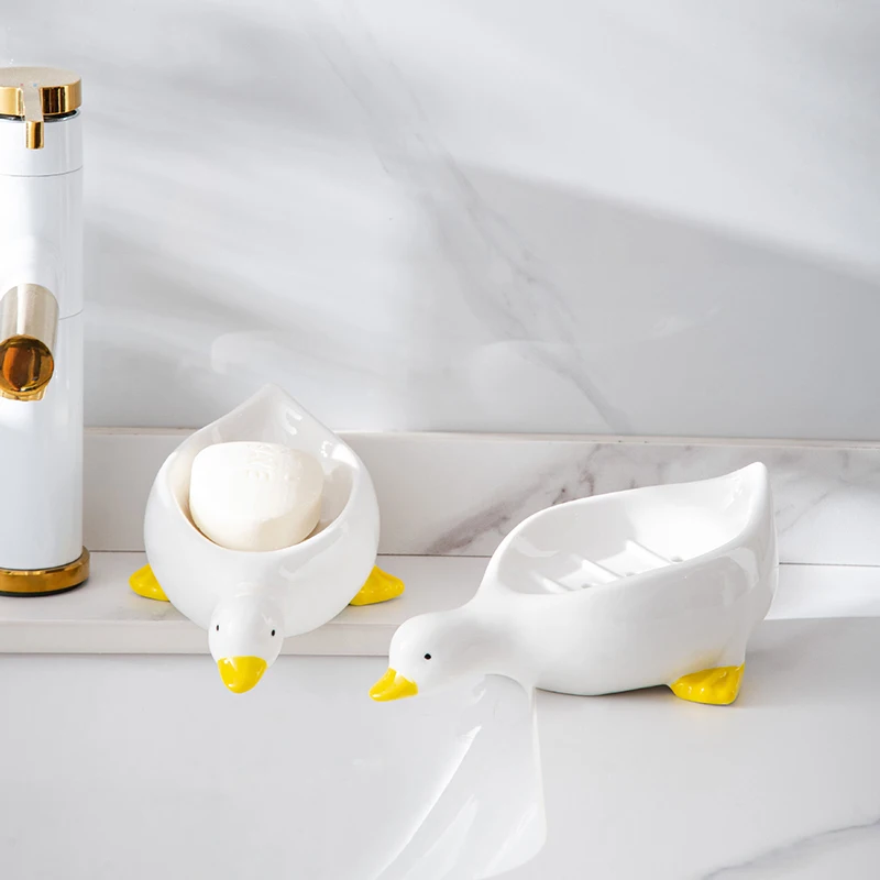 1PC Yellow Duck Shape Soap Box Cartoon Soap Dish Drainable Soap Holder Soap Container Soap Dish For Tray Bathroom Accessories...