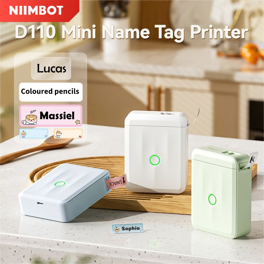 Niimbot D110 Mini Thermal Label Printer Paper Maker Wireless Maker for Office Home Color/Transparent/Cable Labels