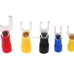 50Pcs SV Type Wire Spring Terminal SV1.25 SV2 Fork U Y PVC Insulate Ferrules Block Spade Cold Press Cable End Crimp Connector