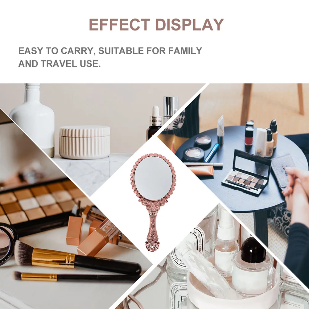 

2Pcs Retro Vintage Handheld Mirror Round Portable Makeup Mirror Compact Travel Supply Makeup Vanity Home
