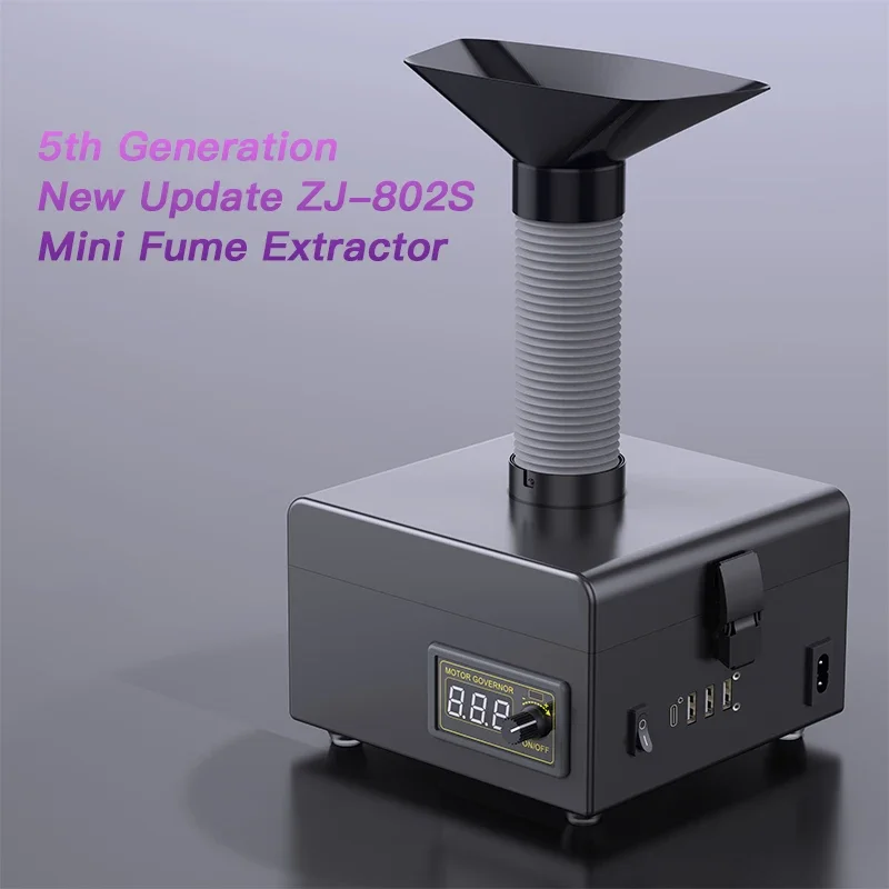 ZJ-802S New Fume Extractor Desktop Soldering Smoke Purifier Dust Purification System for Phone Repair Welding Absorbing Smoke