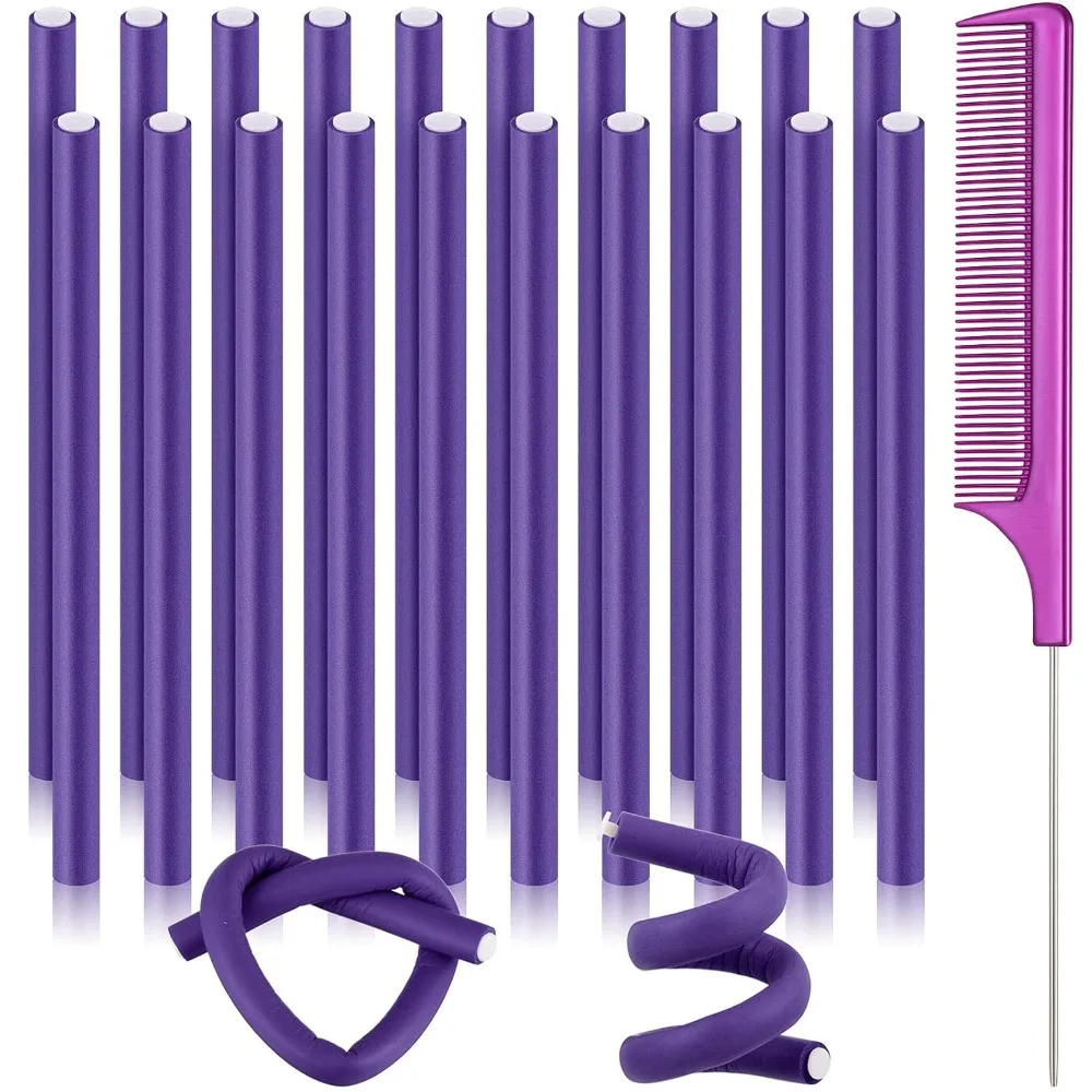 20 Piece Flexi Rods Hair Curlers Set with Comb