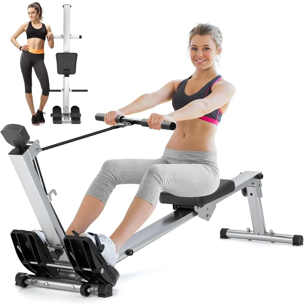 

Rowing Machine for Home Use,Foldable Rower with LCD Monitor & Comfortable Seat Cushion Supports 300LBS, Hyper-Quiet & Smooth