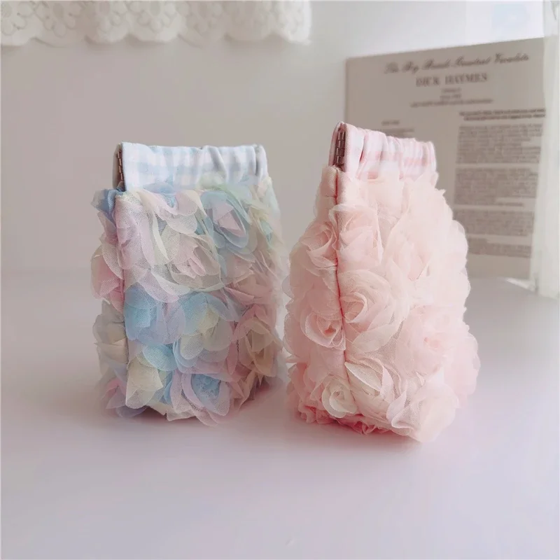 Sweet Flowers Mini Pouch Cute Cosmetic Bags for Women INS Style Portable Travel Storage Pouches Multipurpose Makeup Bag 2025 New